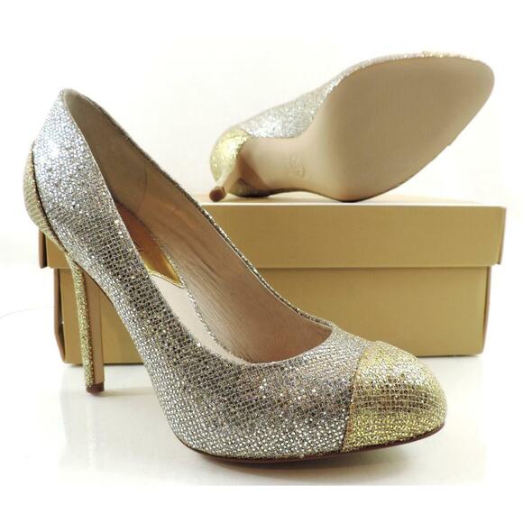 Women's Shoes Michael Kors Sinclair Pump Cap Toe Stiletto Heels Silver Size 7.5 - Picture 8 of 8